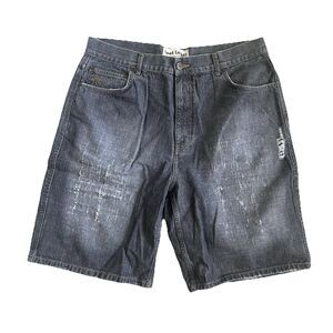 Vintage Foot Locker Sz. 40 Gray Wash Denim Jean Shorts Distressed 90’s Hip Hop